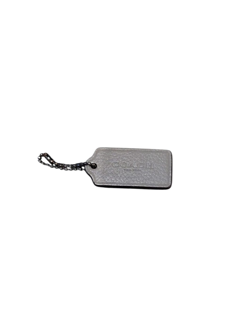 Coach Leather Hangtag Like New W/ Gunmetal Chain Measures 2.25" X 1" Aprox.